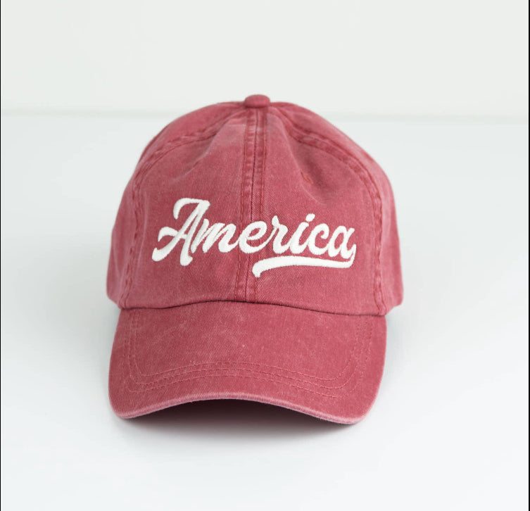 America (cursive) Hat – Gunpowder & Cabernet